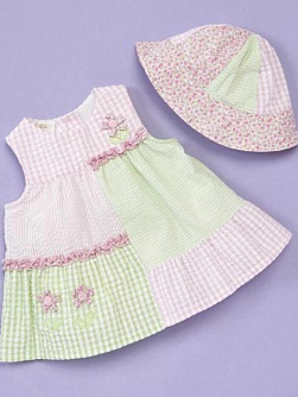 Little Bitty - Baby Girls' 3-Pc Patchwork Seersucker Dress Set